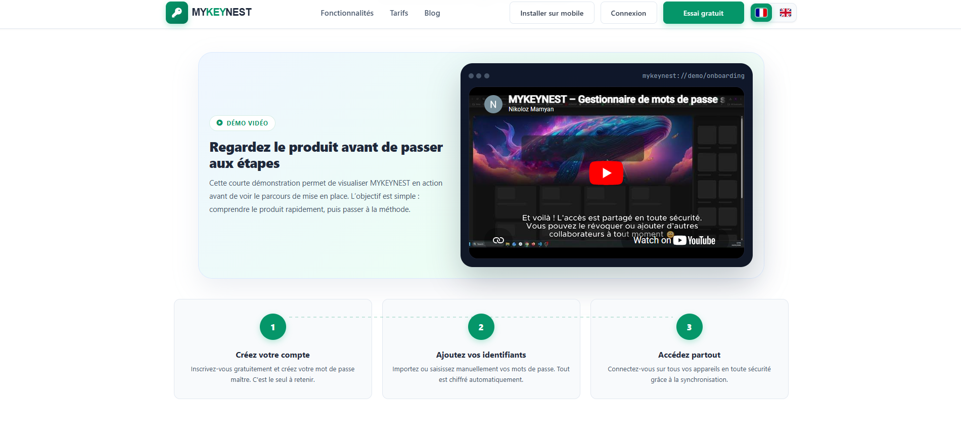 MyKeyNest — gestionnaire de mots de passe SaaS sécurité entreprise